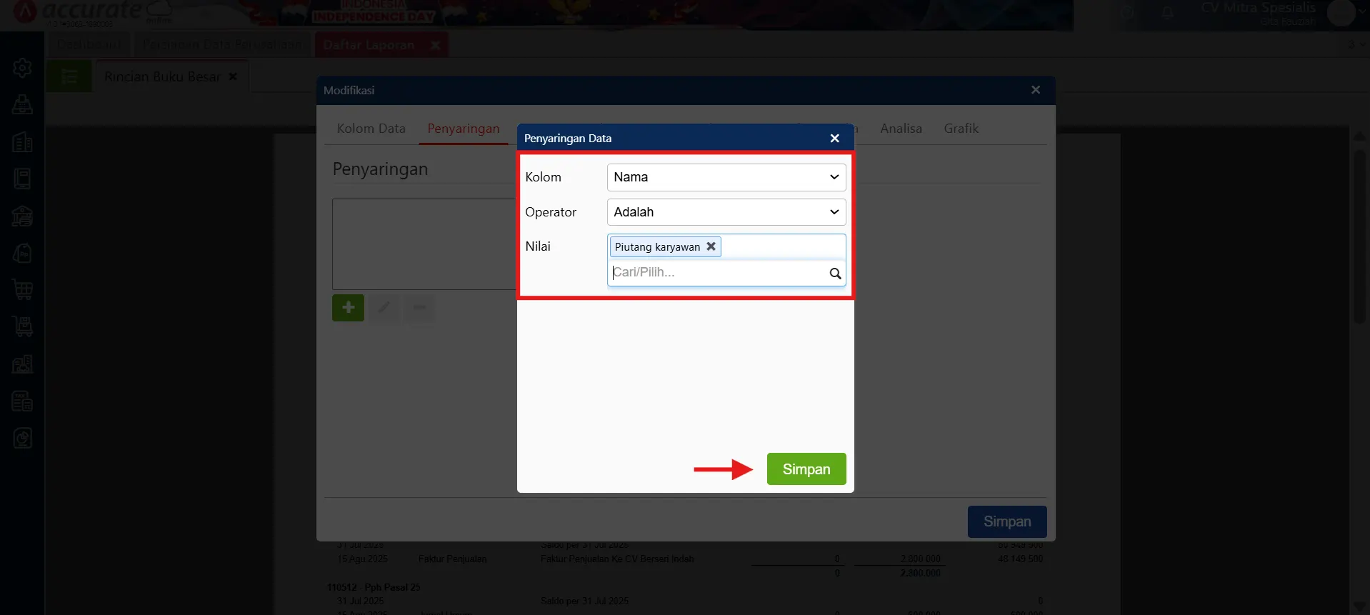 laporan piutang karyawan